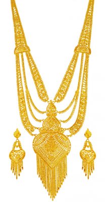 22K Gold Long Necklace Set ( Bridal Necklace Sets )