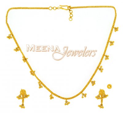 22K Yellow Gold Three Piece Necklace Set ( Light Sets )