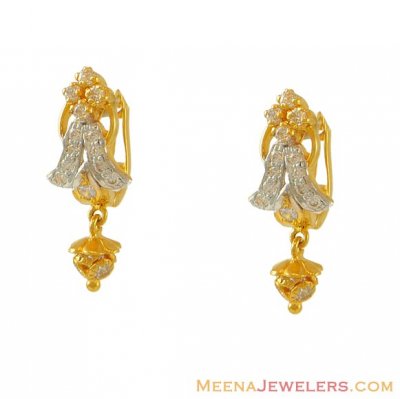 Cubic Zircon Clip On Earrings(22k) ( Clip On Earrings )