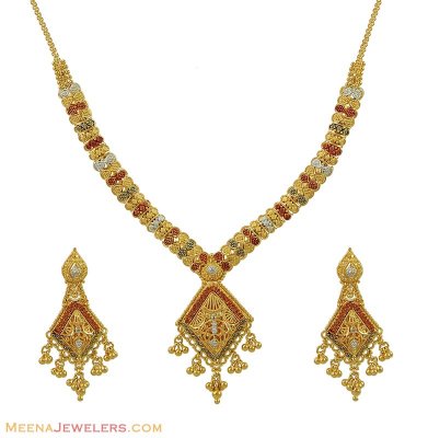 22K Gold Tricolor Set ( 22 Kt Gold Sets )