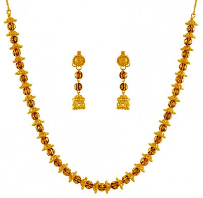 22K Gold Necklace Earring Set ( 22 Kt Gold Sets )