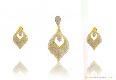 22kt Fancy Two Tone Pendant Set ( Fancy Pendant Set )