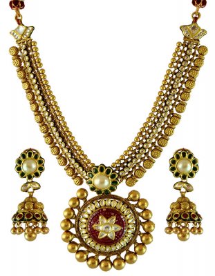 22K Antique Bridal Necklace Set ( Bridal Necklace Sets )