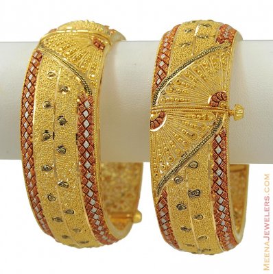 22Kt Gold Three Tone Round Kada  ( Kadas )