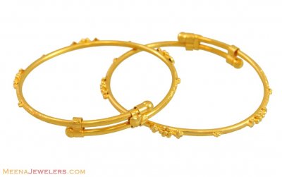 22k Gold Kids Filigree Bangles - BjBa10839 - 22kt Gold Indian Baby ...