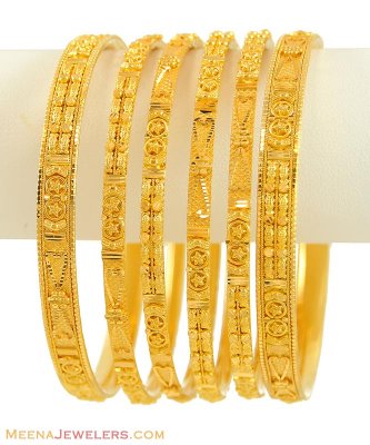 22K Gold Bangles Set (set of 6) ( Set of Bangles )