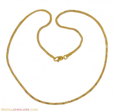 22K Gold Two Tone Chain ( Plain Gold Chains )