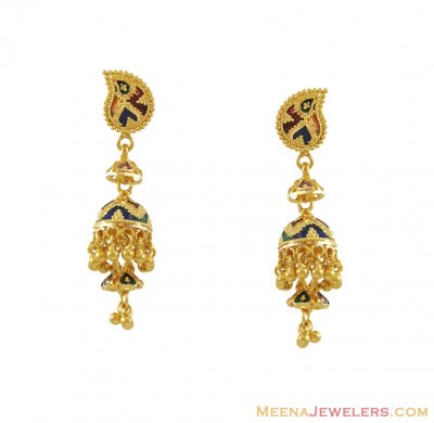Fancy Meenakari Earrings (22K) ( 22Kt Gold Fancy Earrings )
