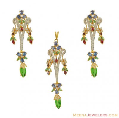 22Kt Gold Colorful Pendant Set ( Fancy Pendant Set )