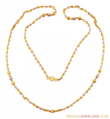 Two Tone Gold Chain(24 Inches) - ChLo16444 - 22K Gold Two Tone ladies ...