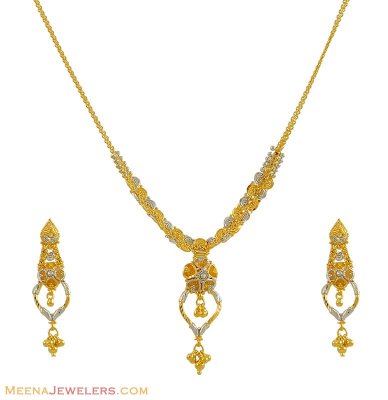 22K Two Tone Necklace Set ( Light Sets )