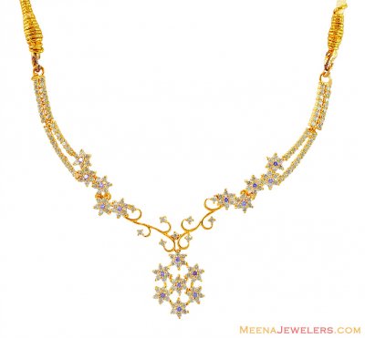 22K Gold Colored CZ Necklace Only ( Light Sets )