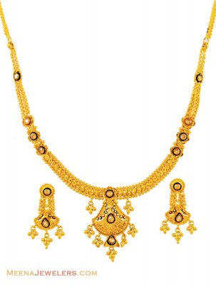 22K Gold Polki Necklace Set ( Light Sets )