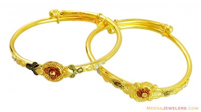 22K Tricolor Baby Bangles (2 Pcs) ( Baby Bangles )
