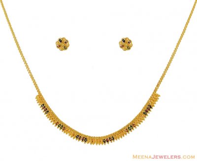 22k Necklace Set With Meenakari ( Light Sets )