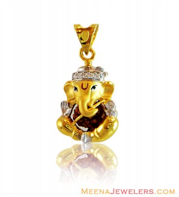 Designer Ganesh Pendant (22K Gold) - PeGa14610 - 22k gold designer 