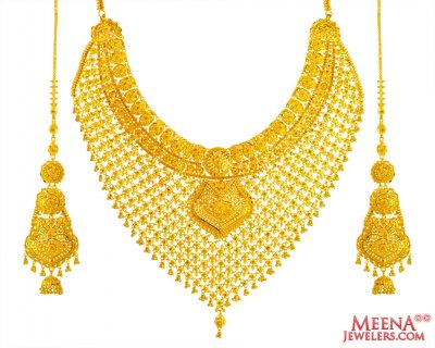 22Kt Gold Necklace Earring Set ( 22 Kt Gold Sets )