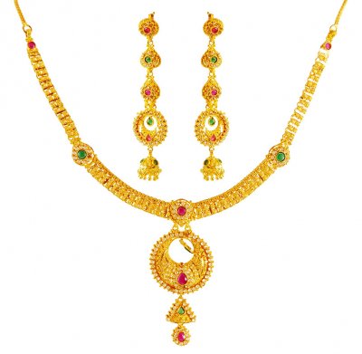 22Karat Gold Chand Bali Set ( Gold Designer Sets )