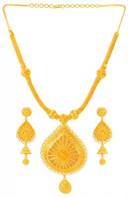 22KT Gold Designer Necklace Set ( Gold Designer Sets )