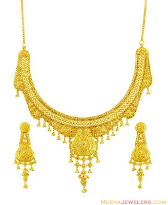 22K Gold Designer Necklace Set ( 22 Kt Gold Sets )