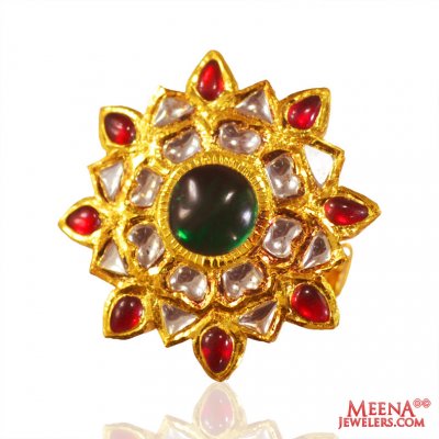 22K Gold Kundan Ring - RiLs26269 - 22Kt Gold Fancy Ring designed in ...