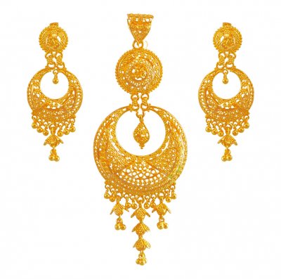 22k Gold Chand Bali Pendant Set ( Gold Pendant Sets )