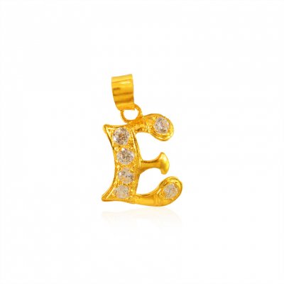 22kt Gold Initial E Pendant ( Initial Pendants )