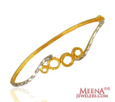 Fancy Two Tone Gold Bangles 22k  ( Kadas )