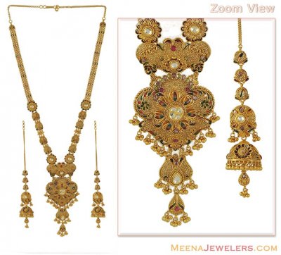 22k Antique gold necklace set ( Bridal Necklace Sets )