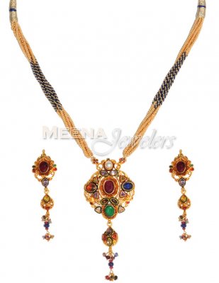 22 Kt Antique Gold Pendant Set ( Antique Pendant Sets )