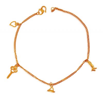 22k Gold Fancy Charm Bracelet ( Ladies Bracelets )