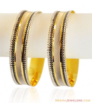 22k Fancy Rhodium Bangles ( Two Tone Bangles )