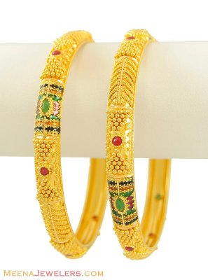 22K Meenakari Bangles (2 pcs) ( Gold Bangles )