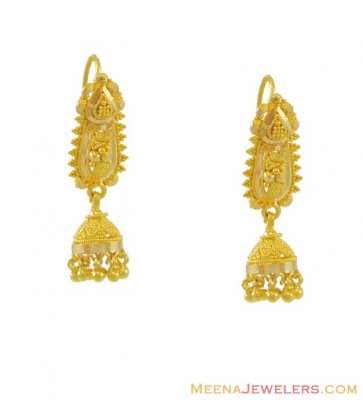 22k Gold Earrings - erfc7945 - 22k Gold earrings with with filigree ...
