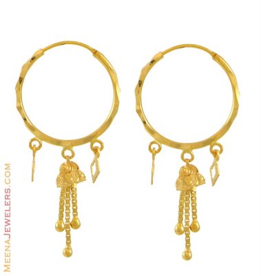 Gold Dangling Hoops  ( Hoop Earrings )