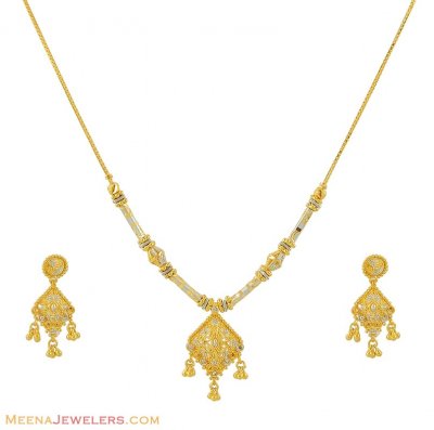 22k Gold Necklace Set(Two Tone) ( Light Sets )