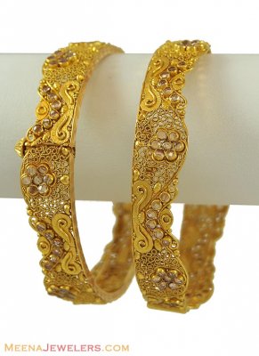 22Kt Gold Antique Bangles (2 pcs) ( Antique Bangles )