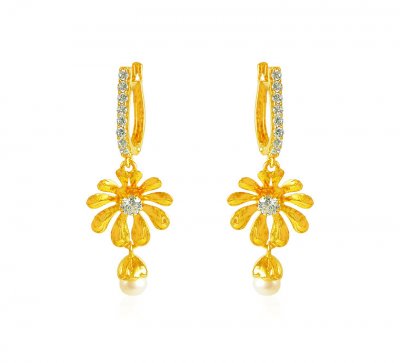 22K Gold CZ Clip On Earrings ( Clip On Earrings )