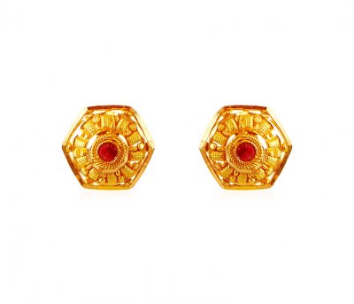 22k Gold Earrings ( 22 Kt Gold Tops )