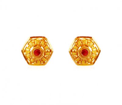 22k Gold Earrings ( 22 Kt Gold Tops )