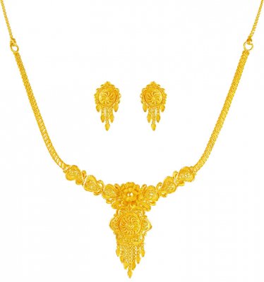 22Kt Gold Necklace Earring Set ( 22 Kt Gold Sets )