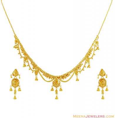 22K Gold Fancy Necklace Set ( Light Sets )