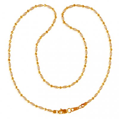 22k Gold Two Tone Chain ( 22Kt Gold Fancy Chains )