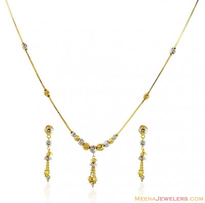 Fancy Gold Balls Necklace Set  ( Light Sets )