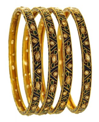 22K Gold Antique Bangle Set (4Pc) ( Antique Bangles )