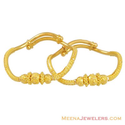 22K Wavy Designer Baby Kada (2 Pcs) ( Baby Bangles )