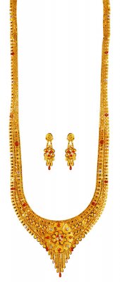 Tricolor 22K Necklace Earring Set ( 22 Kt Gold Sets )