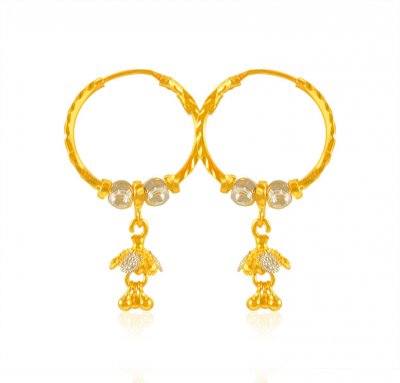 22Kt Gold Fancy Hoop Earrings ( Hoop Earrings )