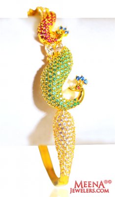 22k Designer Peacock Signity Kada  ( Stone Bangles )