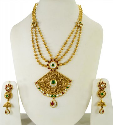 22K Gold kundan Bridal Necklace Set ( Bridal Necklace Sets )